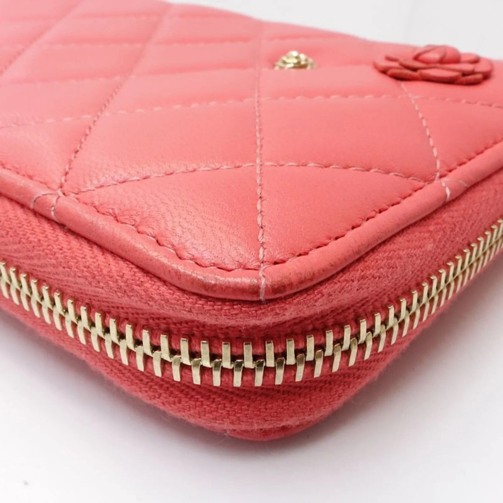 CHANEL Chanel Long Wallet AP0150 Round Zipper Camellia Lambskin Pink Women's ... - Picture 5 of 14